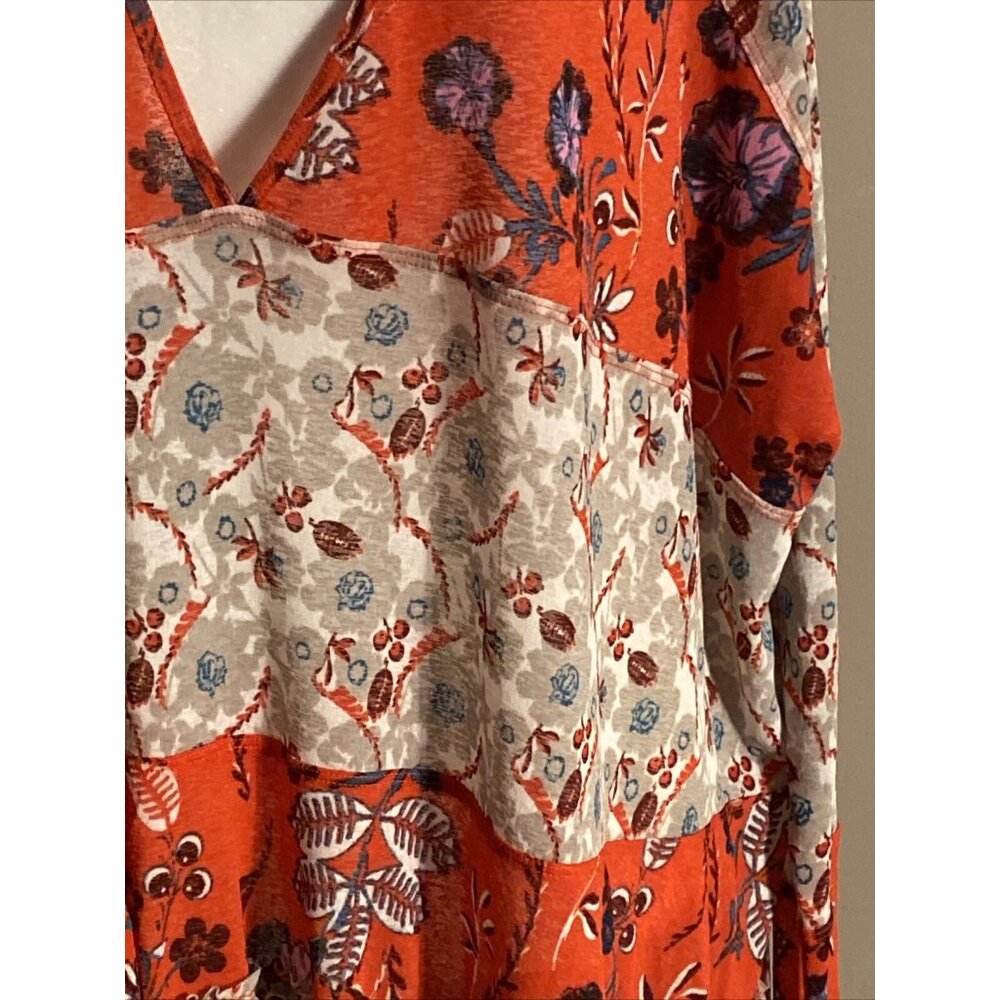 Free People Boho Flowy Dress Teierd Ruffles Semi-Sheer Floral Sz S Oversized - Picture 3 of 9